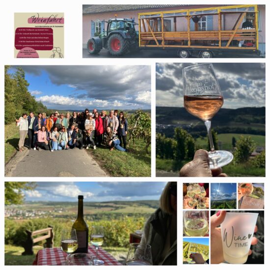 Hoch auf dem „Gelben Wagen“ ging es am 28. September zur Weinfahrt durch die Weinberge Markelsheims…